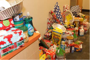 Food and gifts collected for Christmas hamper