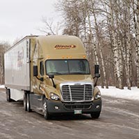 Bison Transport truck driving in winter