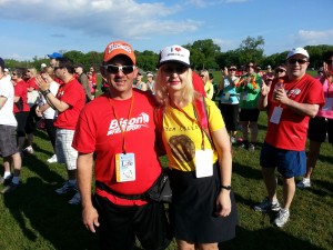 Couple at marathon finish line