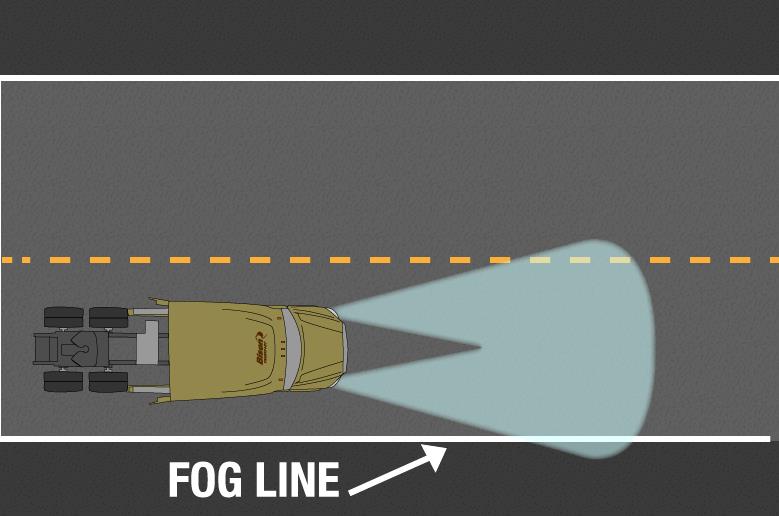 Semi truck headlight fog line