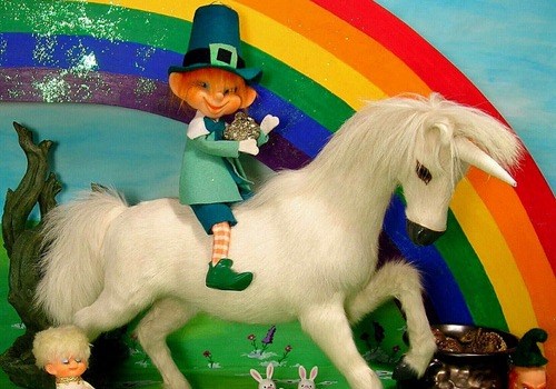 Leprechaun Riding a Unicorn