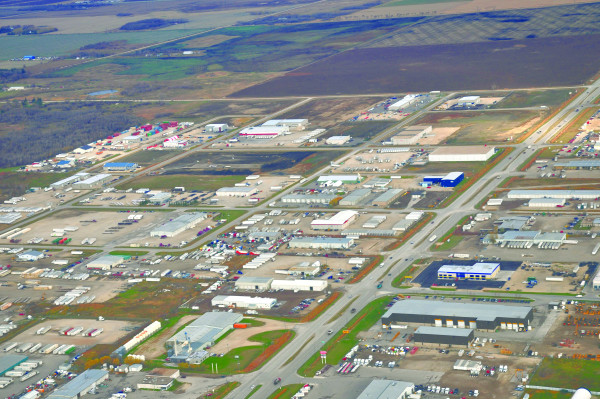 An aerial shot of the CentrePort property illustrates the port's growth.